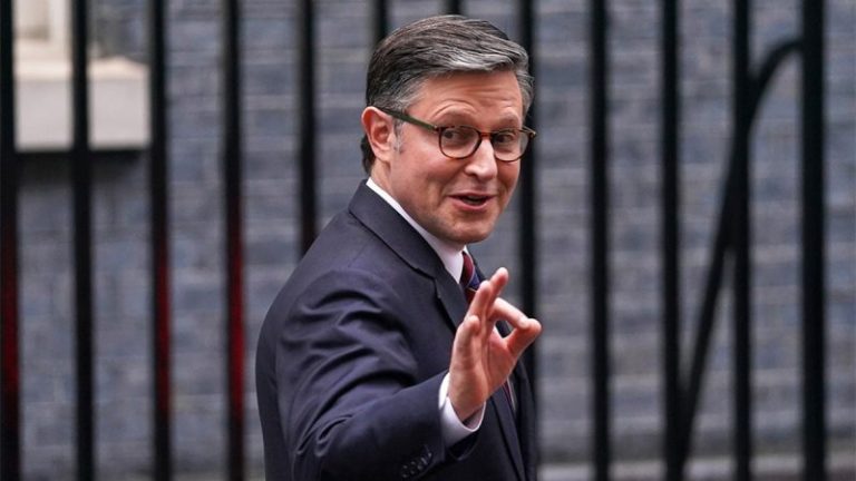 House Speaker Mike Johnson tells British Parliament he came to ‘calm the waters’